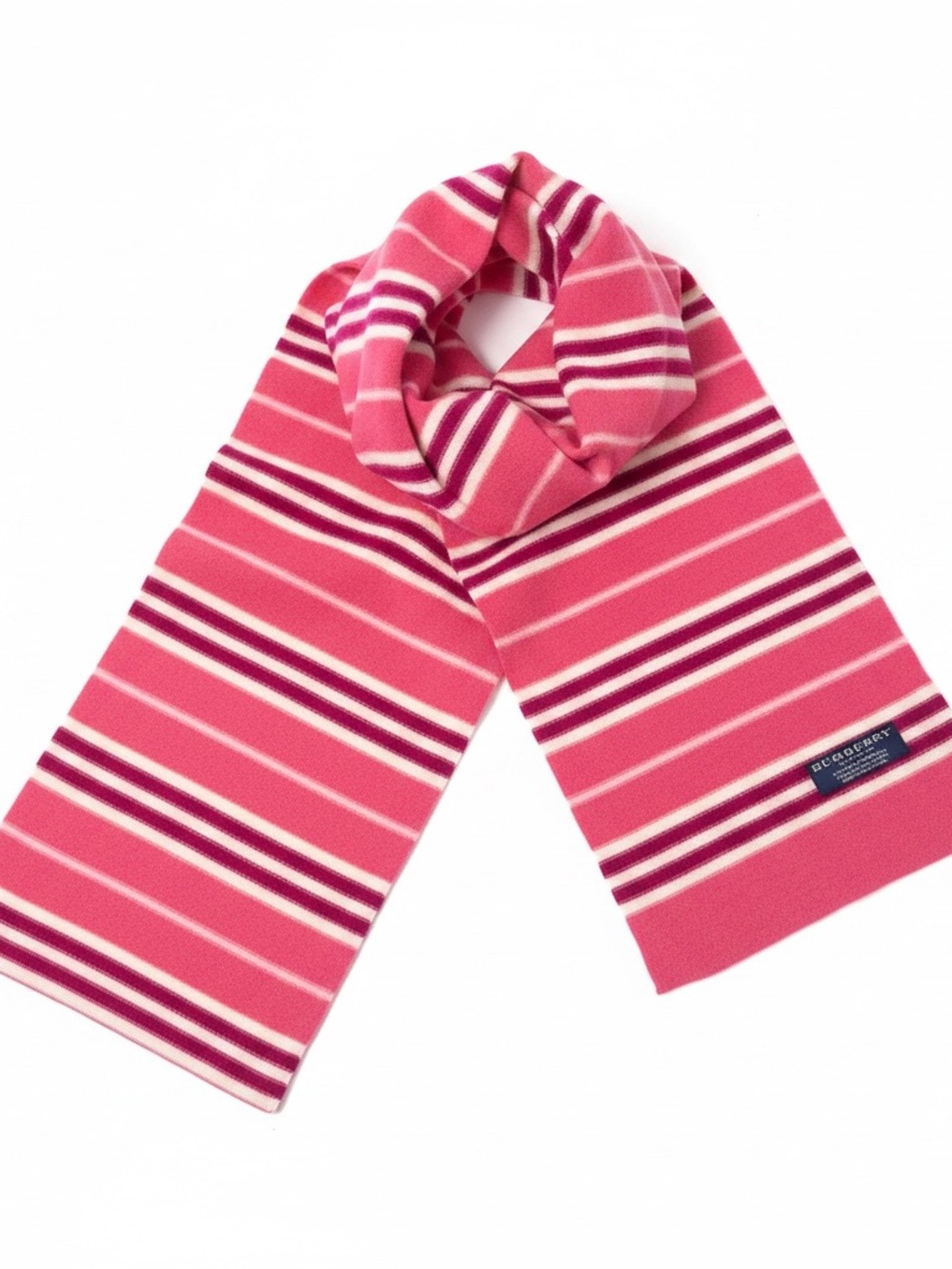 Burberry Vintage Y2K Pink Striped Lambswool Scarf Made in England 100% Wool